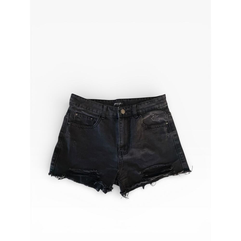 Nasty Gal Black Distressed Denim Cutoff Shorts – UK 10